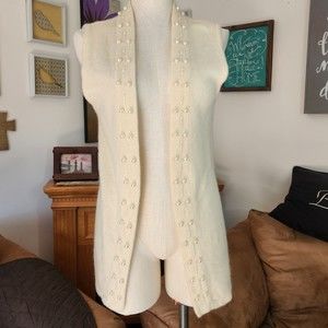 lew magram Lambswool Angora Blend Open Frond Cardigan Size S